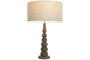 DKD Home Decor Lampara Sobremesa Balines Marron Beige 45 x 71 x 45 cm Lino E27 50W