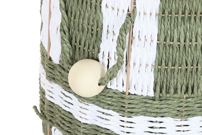 DKD Home Decor Set de 2 Cestas de Fibra Verde y Crema 36x36x36 cm