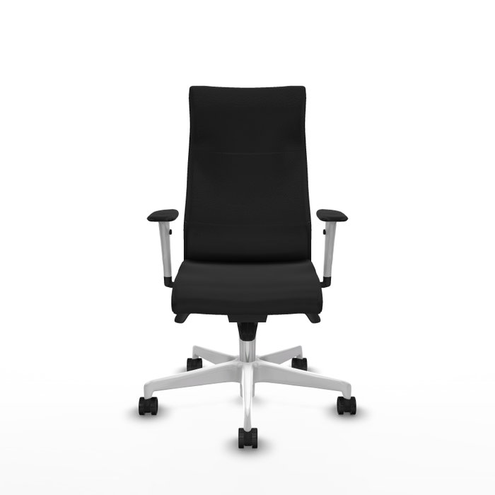 PIQUERAS Y CRESPO Sillón Albacete Negro con Mecanismo Sincro y Base Blanca