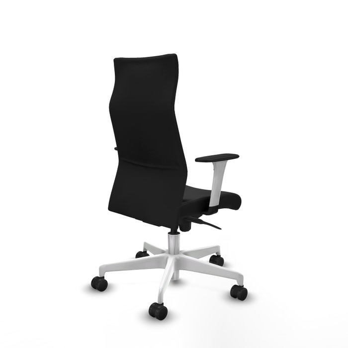 PIQUERAS Y CRESPO Sillón Albacete Negro con Mecanismo Sincro y Base Blanca