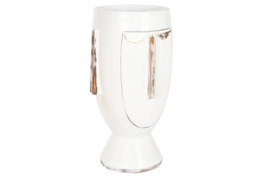 DKD Home Decor Macetero de Fibra de Vidrio Envejecido Blanco 44,5x36x91 cm