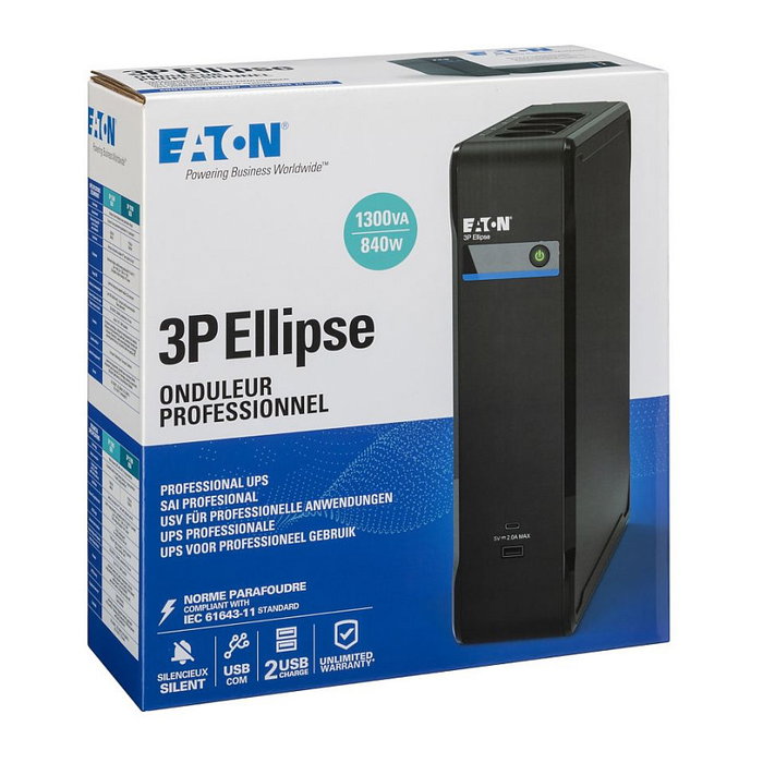 Eaton 3P Ellipse 3P1300UI 1,3 kVA 840 W 8 Salidas AC