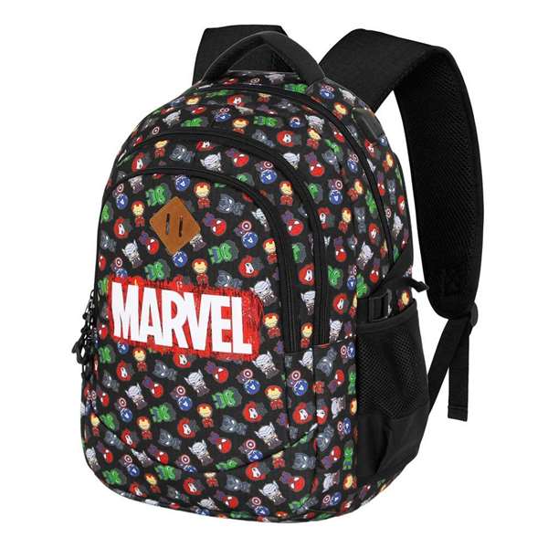 Karactermania Mochila AVENGERS Run. Plus Fan Chibi 44x34x21 cm, Gran Capacidad, 3 Compartimentos, Puerto USB