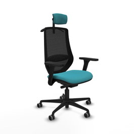 PIQUERAS Y CRESPO Silla de oficina Mardos con mecanismo Sincro/Traslack, Turquesa y Negro