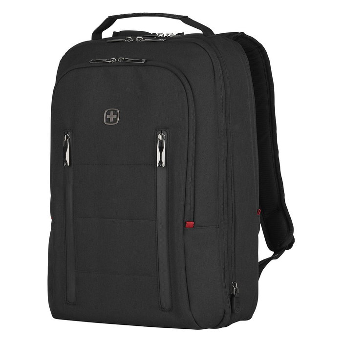 Wenger City Traveler Mochila para portátil de 16 pulgadas con bolsillo para tableta de 12 pulgadas, Negro