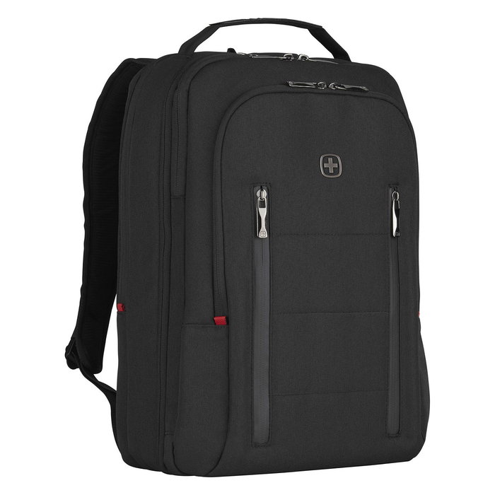 Wenger City Traveler Mochila para portátil de 16 pulgadas con bolsillo para tableta de 12 pulgadas, Negro