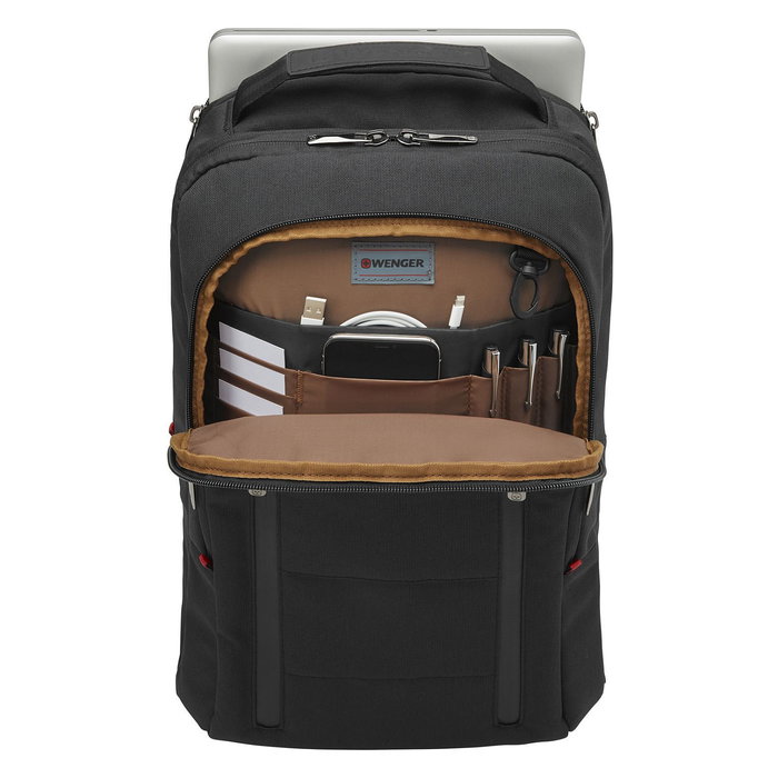 Wenger City Traveler Mochila para portátil de 16 pulgadas con bolsillo para tableta de 12 pulgadas, Negro