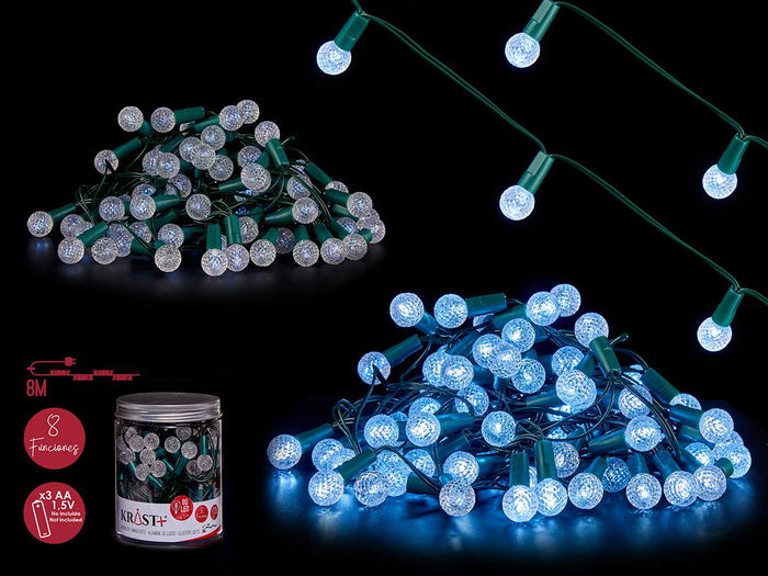 Krist+ Tira LED 8M 80 LEDs Luz Fría Blanca Exterior 8 Funciones Impermeable con Temporizador 10x17x10 cm (Set de 12) Krist+ Tira LED 8M 80 LEDs Luz Fría Blanca Exterior 8 Funciones Impermeable con Temporizador 10x17x10 cm (Set de 12)