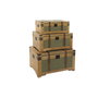 DKD Home Decor Baúl Tropical Set de 3 Piezas Verde de Madera, Lienzo y Contrachapado para Almacenamiento 50x81x45 cm