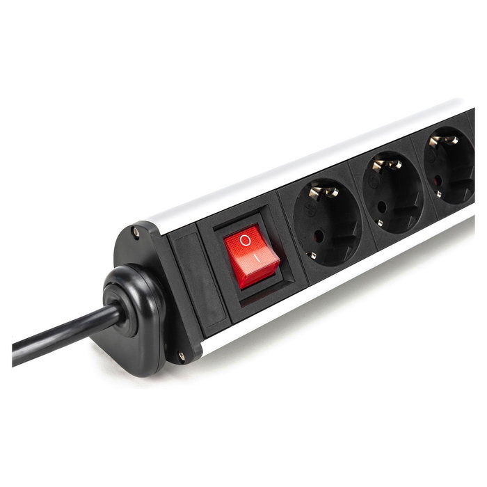 Digitus Regleta 6 Enchufes con 2 USB-A 1 USB-C y Interruptor Negro/Plata