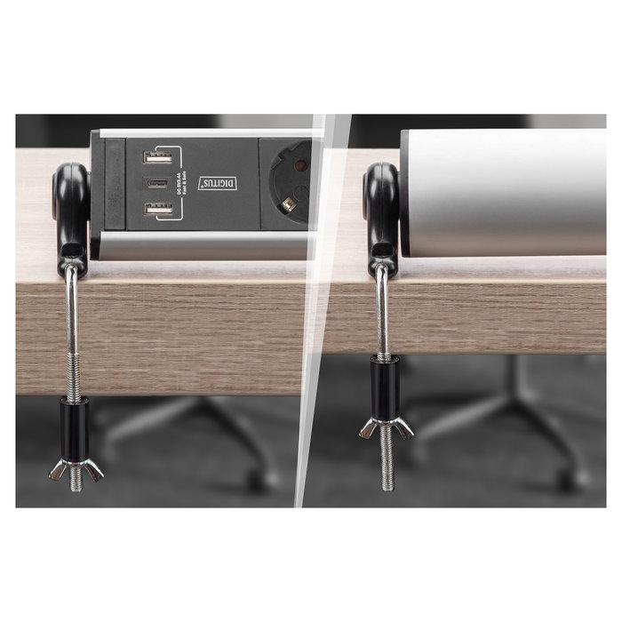 Digitus Regleta 6 Enchufes con 2 USB-A 1 USB-C y Interruptor Negro/Plata