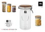 La Mediterranea Tarro de Vidrio con Tapón de Acacia 1000ml (Pack de 12 Unidades)