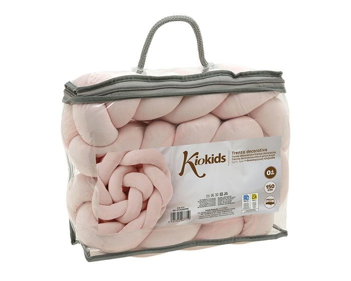 KioKids Trenza Decorativa Rosa para Cuna Protector Acolchado Bebé +0 Meses