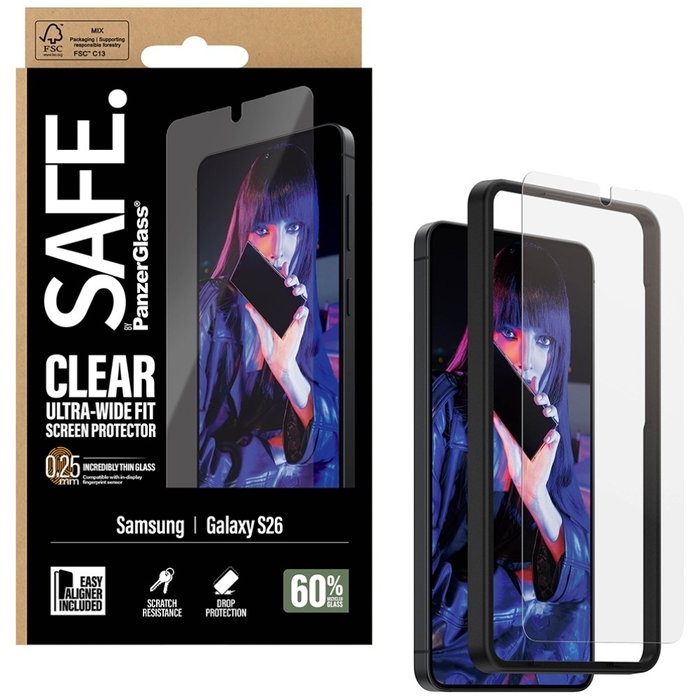 PanzerGlass Protector de pantalla SAFE para Samsung Galaxy S26 Ultra-Wide Fit m. EasyAligner