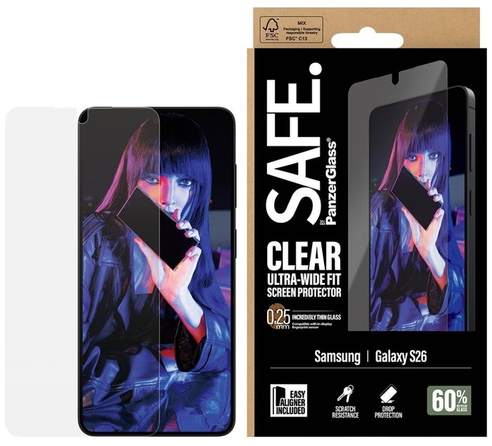 PanzerGlass Protector de pantalla SAFE para Samsung Galaxy S26 Ultra-Wide Fit m. EasyAligner