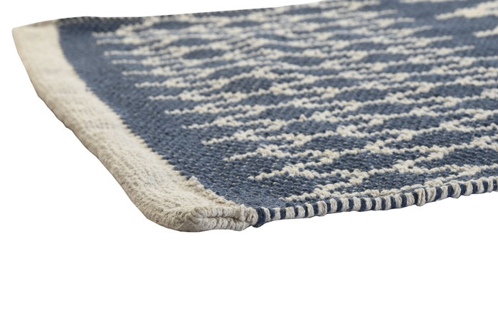 DKD Home Decor Alfombra 240 x 1 x 60 cm Azul Algodón Poliéster (2 Unidades)