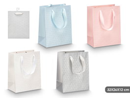 Pincello Bolsa Asa Relieve Surtidos Col Liso 32x26x12 cm (Set de 48)