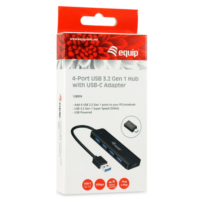 Equip Hub USB Life A 4 Puertos USB 3.2 con Adaptador USB-C Equip Hub USB Life A 4 Puertos USB 3.2 con Adaptador USB-C