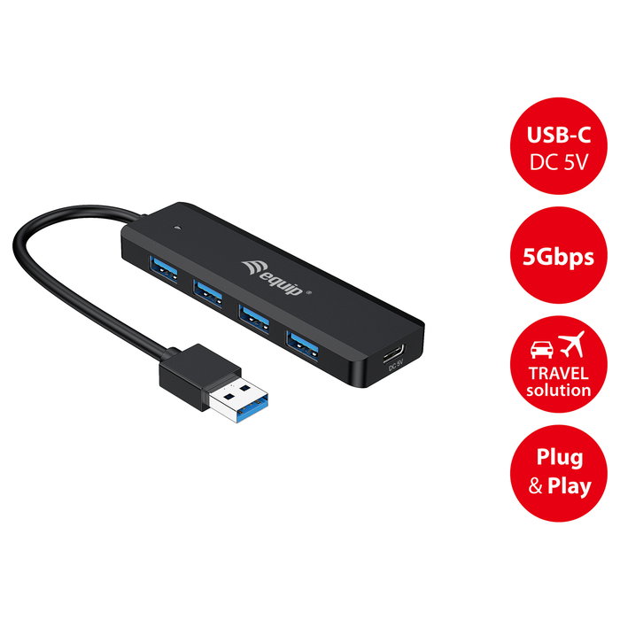 Equip Hub USB Life A 4 Puertos USB 3.2 con Adaptador USB-C Equip Hub USB Life A 4 Puertos USB 3.2 con Adaptador USB-C