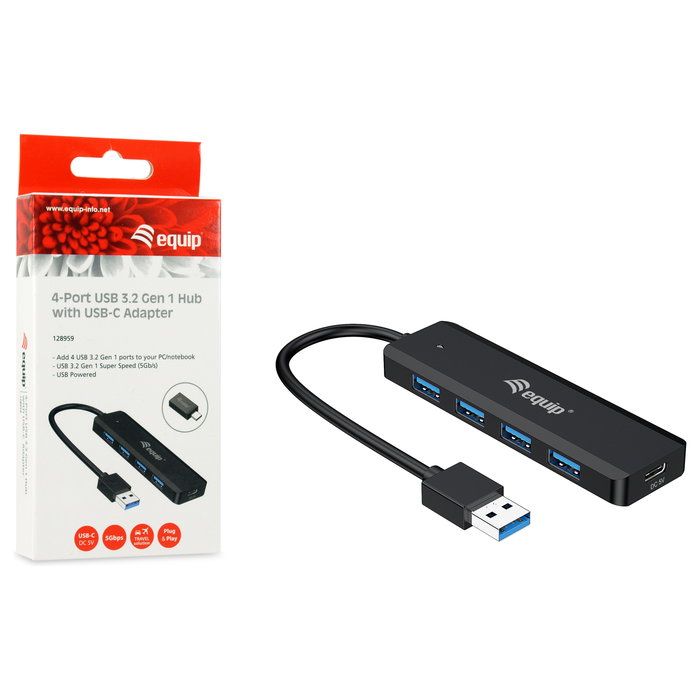 Equip Hub USB Life A 4 Puertos USB 3.2 con Adaptador USB-C Equip Hub USB Life A 4 Puertos USB 3.2 con Adaptador USB-C