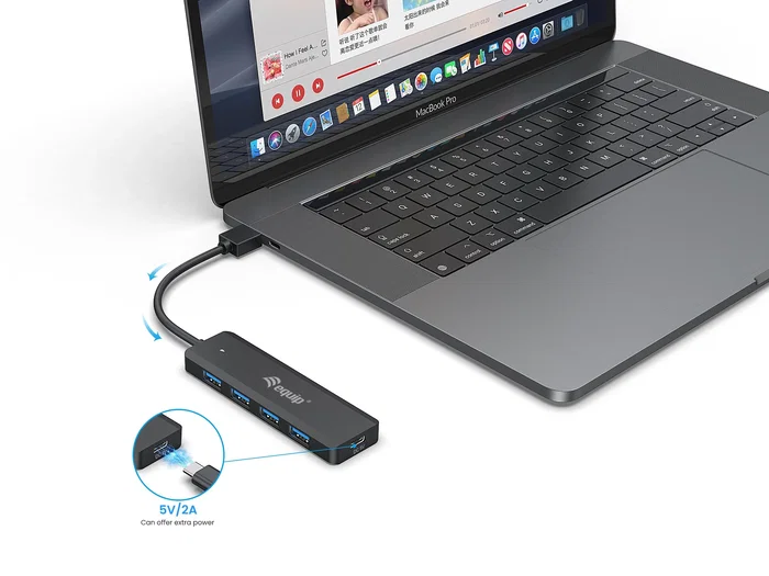 Equip Hub USB 3.2 Gen 1 (5Gbps) de 5 Puertos (4x USB-A + 1x USB-C), 0.15m Cable Negro - 128959 Equip Hub USB 3.2 Gen 1 (5Gbps) de 5 Puertos (4x USB-A + 1x USB-C), 0.15m Cable Negro - 128959