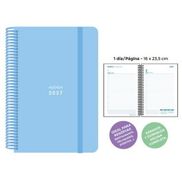 SENFORT Agenda Anual 2027 Pastel Espiral Azul