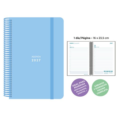SENFORT Agenda Anual 2027 Pastel Espiral Azul SENFORT Agenda Anual 2027 Pastel Espiral Azul