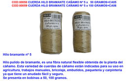 Cuerda de hilo bramante de cáñamo Nº 5 de 100 gramos