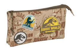 Portatodo Triple Jurassic World Beige 22 x 12 x 3 cm