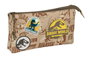 Portatodo Triple Jurassic World Beige 22 x 12 x 3 cm