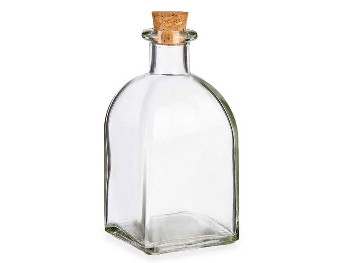 Vivalto Frasca Vidrio 250 ml con Tapon de Corcho, Transparente, 6.5x14x6.5 cm (Set de 36)
