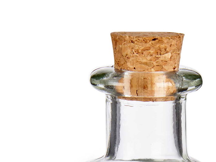 Vivalto Frasca Vidrio 250 ml con Tapon de Corcho, Transparente, 6.5x14x6.5 cm (Set de 36)