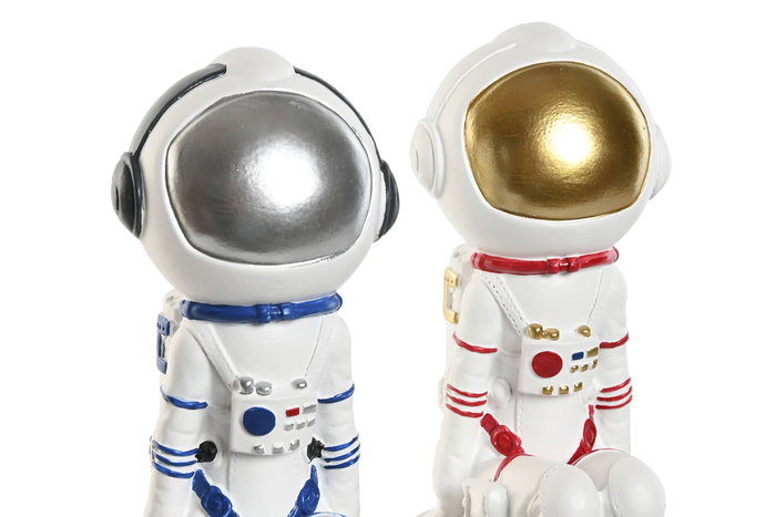 DKD Home Decor Figura Astronauta Chica Blanco Azul Resina 7 x 24 x 11 cm (2 Unidades)