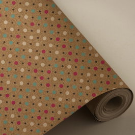 PRYSE Bobina de papel de regalo de puntitos colores, 62cm x 4kg