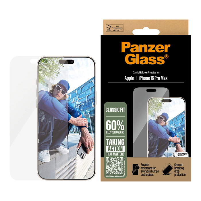 PanzerGlass Protector de pantalla Classic Fit para iPhone 16 Pro Max