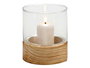 Giftdecor Portavelas Cristal Base Madera Redondo 10x10x11.1 cm (Set de 18)