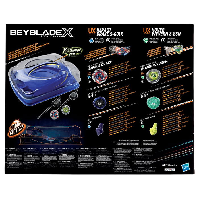 Hasbro Beyblade X Estadio Premium Drop Attack G0842 Set de Batalla con 2 Tops y 2 Lanzadores para +8 Años Hasbro Beyblade X Estadio Premium Drop Attack G0842 Set de Batalla con 2 Tops y 2 Lanzadores para +8 Años