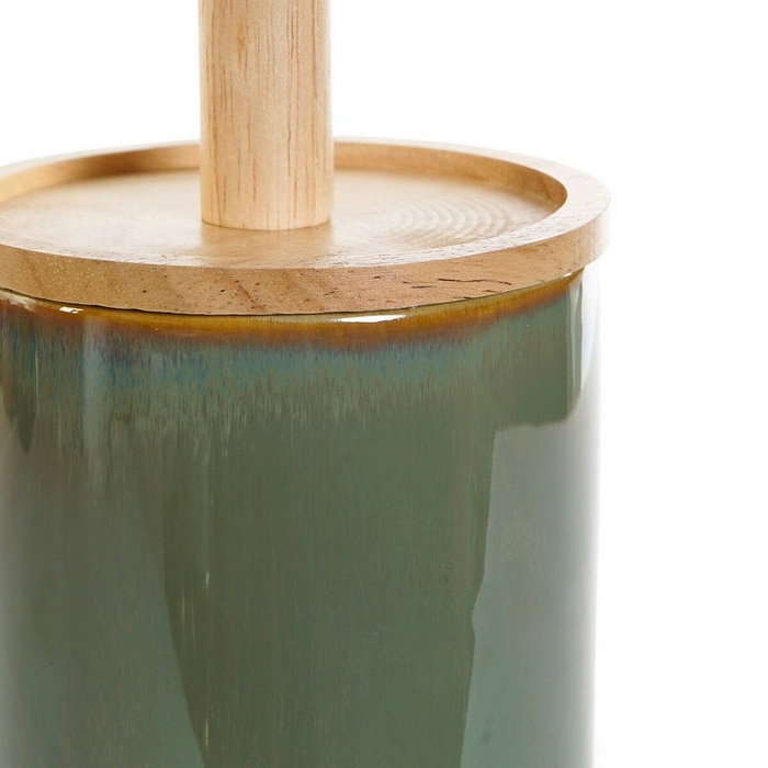 DKD Home Decor Escobillero de Gres y Bambú Verde y Natural