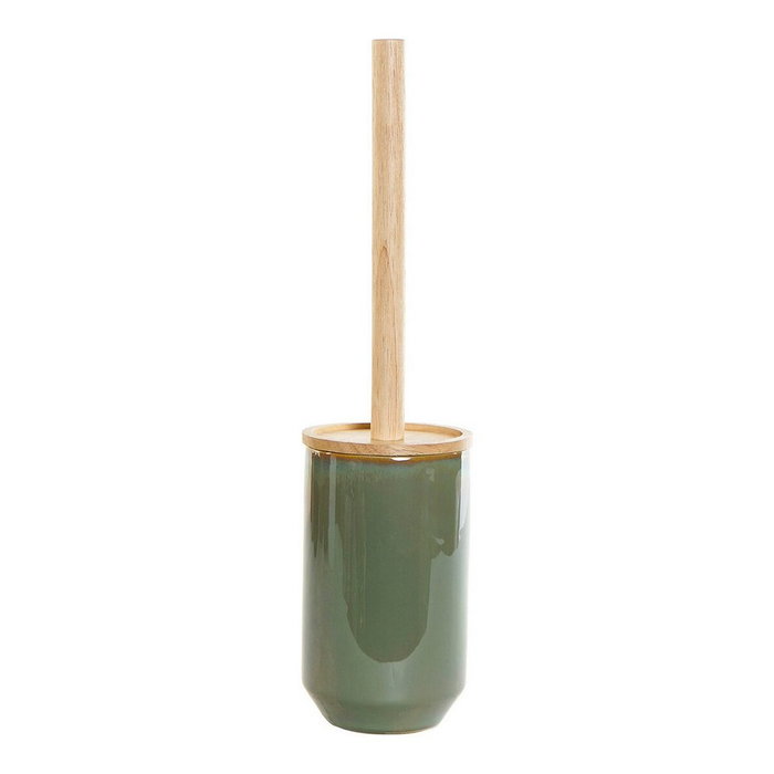 DKD Home Decor Escobillero de Gres y Bambú Verde y Natural