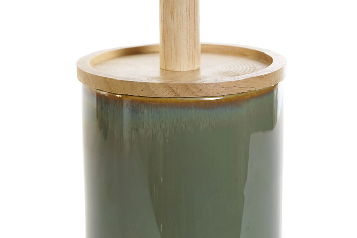 DKD Home Decor Escobillero Scandi Verde Natural Gres Bambú 10 x 42 x 10 cm
