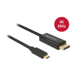 DeLOCK 85256 Adaptador Cable DisplayPort 1.2 Macho a USB-C Macho, 4K 60Hz, 2 m, Negro