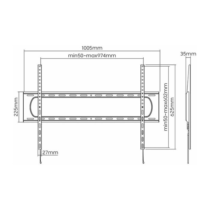 VALUE TV-Wandhalterung fest 60-120 Zoll (152.4-305 cm) hasta 120 kg con soporte VESA 75*75-900*600 mm negra de metal referencia 17.99.1226