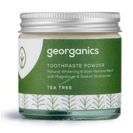 GEORGANICS Dentífrico Mineral Árbol de Té en Polvo 60ml Blanqueador Vegano Sin Flúor Quitamanchas Natural