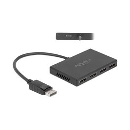 DeLOCK Divisor DisplayPort 1.4 Splitter 1 Entrada a 4 Salidas, 8K 7680x4320 Pixeles, HDCP 2.2, Negro