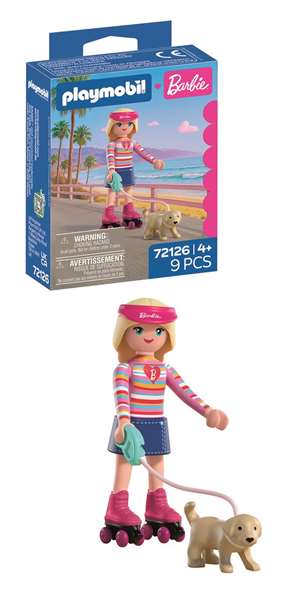 PLAYMOBIL Barbie Malibu con cachorro Taffy y patines convertibles