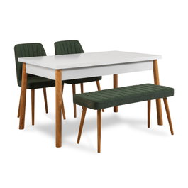 Hanah Home Juego de Mesa y Sillas Comedor Atlantic White-Green, Diseño Escandinavo