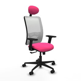 PIQUERAS Y CRESPO Silla de oficina Zulema Rosa y Blanco con mecanismo Sincro