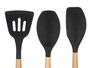 KINVARA Set de 3 Palas de Cocina de Silicona y Madera Negro/Marrón