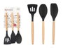 KINVARA Set de 3 Palas de Cocina de Silicona y Madera Negro/Marrón