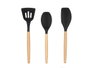 KINVARA Set de 3 Palas de Cocina de Silicona y Madera Negro/Marrón